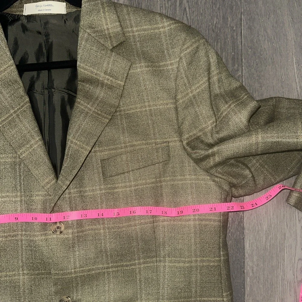 VTG John Nordstrom Sport Coat Mens 43L Tan Brown Plaid Wool Three‎ Button Blazer